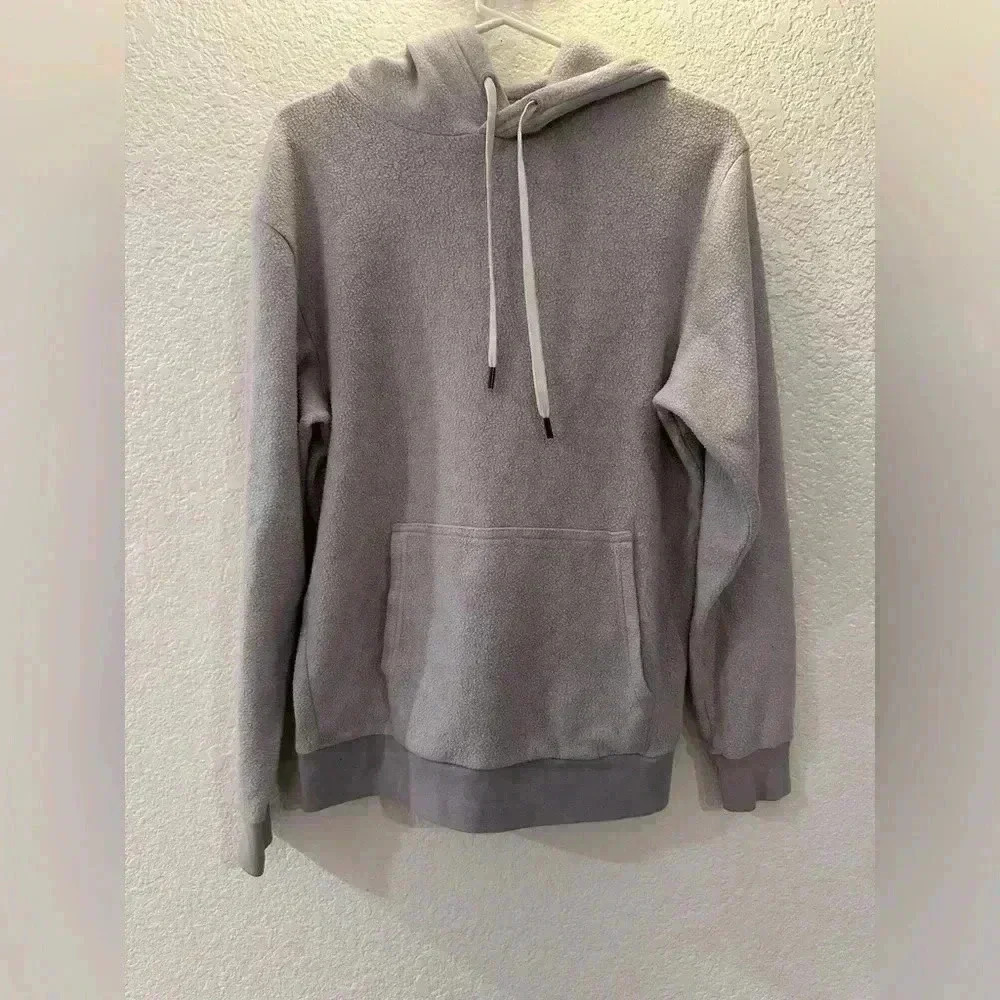 Feat Blue/Grey Sherpa Fleece Hoodie Size Small Soft and Cozy Pullover Overzized